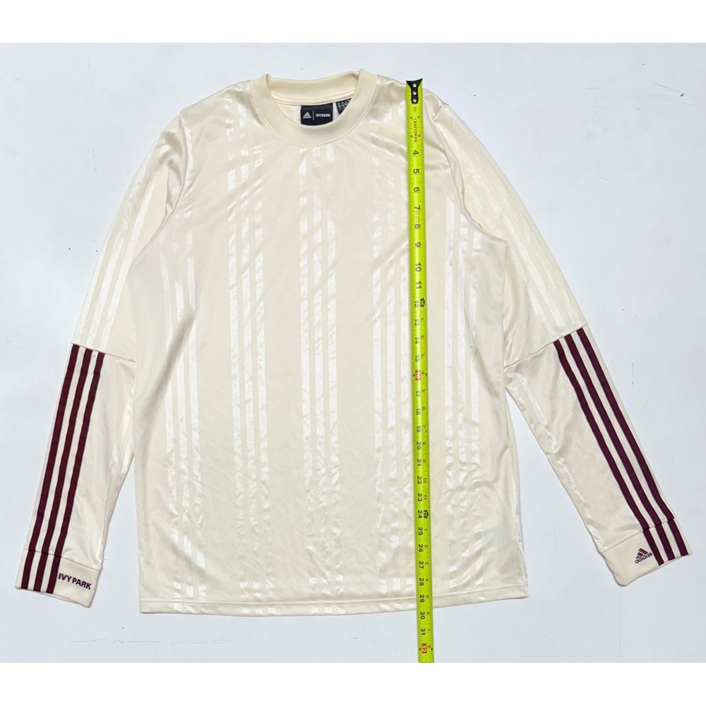 Adidas Beyonce Ivy Park Long Sleeve Top 3 Stripe Cream Burgundy Women's Size L